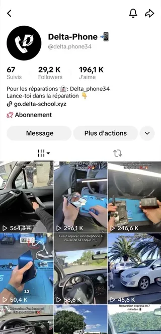 Le compte TikTok Delta Phone : @delta.phone34, 29,2 K abonnés